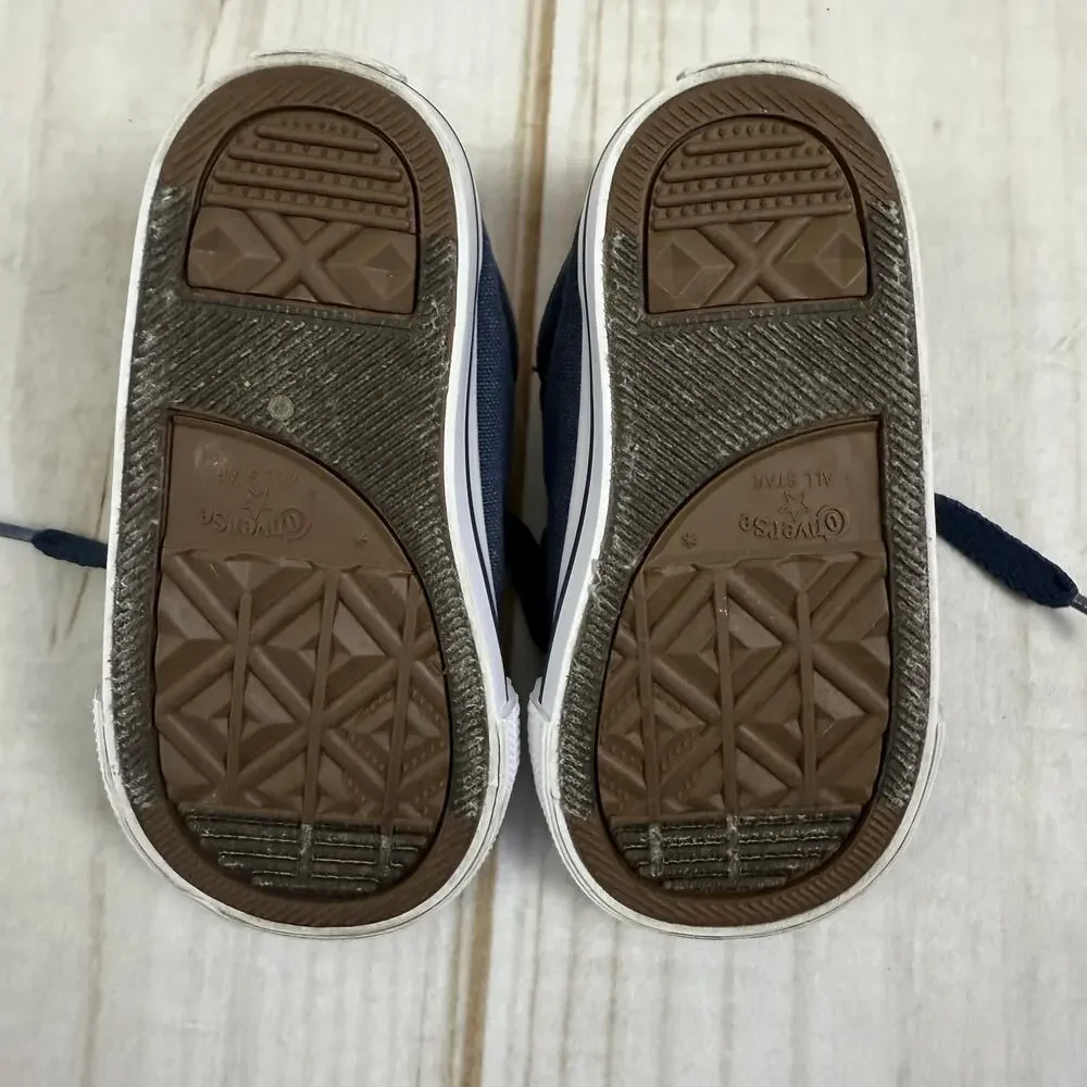 Kids Converse All Star Navy Orange Lace Up Sneakers Shoes Size 6 Toddler